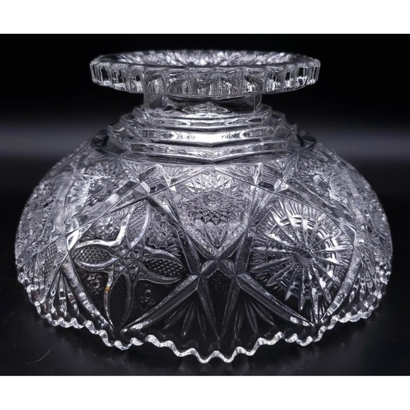 Vintage Imperial Glass Company
"Fancy Flowers" pattern #737 clear footed bowl - Picture 9 of 14